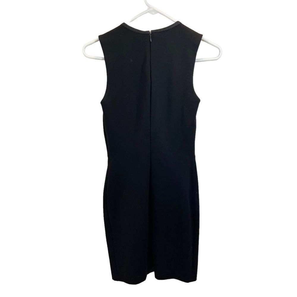 My Tribe Genuine Leather and Stud Front Body Con Dress Black Size XS